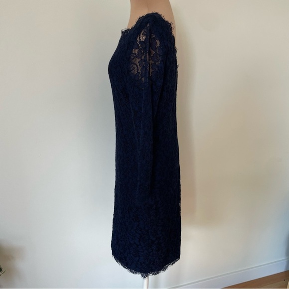 Diane Von Furstenberg Zarita Midnight Navy Blue Stretch Lace Shift Dress NWT 8 - Picture 6 of 12